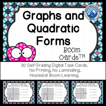 Preview of Graphs and Forms of Quadratic Equations--Digital Task Cards