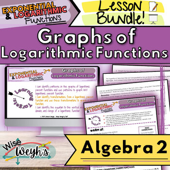 Preview of Graphs of Logarithmic Functions Note Guide & Presentation LESSON BUNDLE