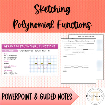 Preview of Sketching Polynomial Functions Notes (PowerPoint and Guided Notes Included)