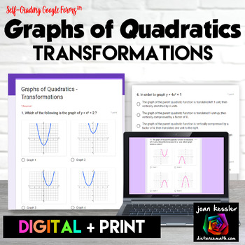 Preview of Transformations of Quadratics Digital plus Print