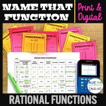 Preview of Graphing Rational Functions | Matching Review Activity | Practice Worksheets