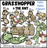 Grasshopper and Ant Fairy Tale Clip Art Images Color Black White