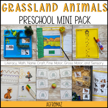 Preview of Grassland Animals Mini Preschool Pack