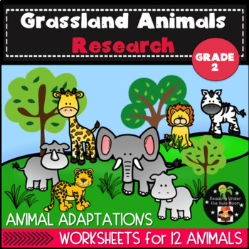 Preview of Second Grade Animal Research Project - Grassland Habitat Worksheets