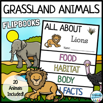 Preview of Grassland | Savanna Prairie Habitat Animal Research Flip Books