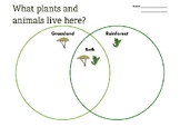 Grassland and Rainforest animals | Venn Diagram | Land Habitats