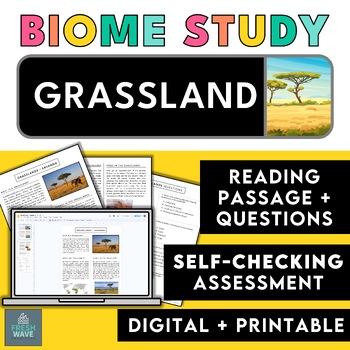 Preview of Grasslands Savanna | Reading Passage + Question Set | Earth's Land Biomes