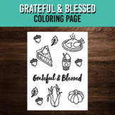 Grateful and Blessed Thanksgiving Coloring Page | November