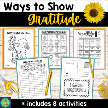 Preview of Grateful for Fall Gratitude Activities for Elementary 3rd 4th 5th