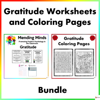 Preview of Gratitude Activity Worksheets and Coloring Page Bundle
