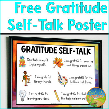 Preview of Gratitude Affirmation and Self-Talk Free Poster for SEL & Thankfulness