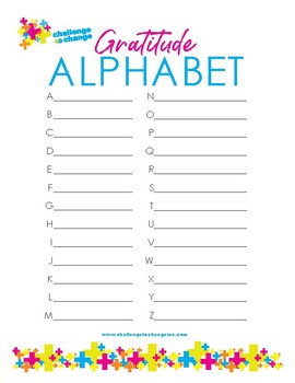 Preview of Mindfulness & Yoga | {Worksheet} Gratitude Alphabet