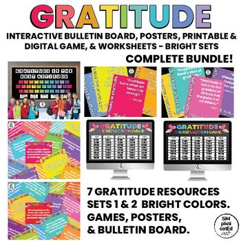 Preview of Gratitude Attitude | Bulletin Board | | Games | Prompts | Posters | SETS BUNDLE