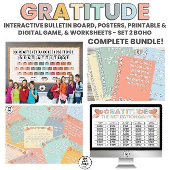Preview of Gratitude Attitude | Bulletin Board | Posters | Games | Prompts | BOHO ALL SET 2