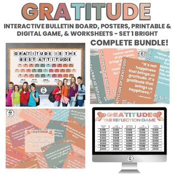 Preview of Gratitude Attitude | Bulletin Board | Posters | Prompts | Games | BOHO ALL SET 1