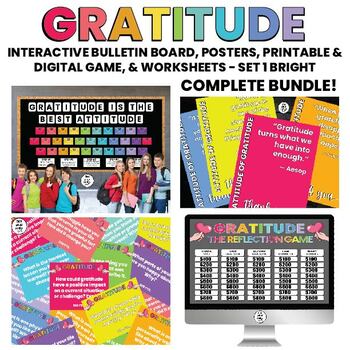 Preview of Gratitude Attitude | Bulletin Board | Posters | Prompts | Games | BUNDLE SET 1