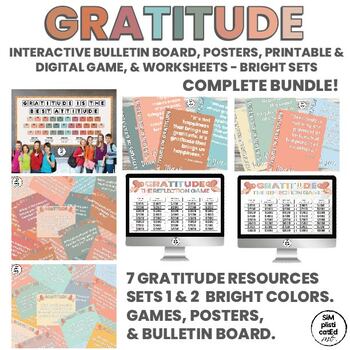 Preview of Gratitude Attitude | Bulletin Board | Prompts | Games | Posters |BOHOSETS BUNDLE