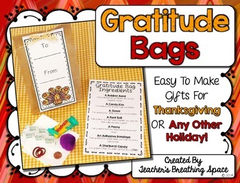 Preview of Gratitude Bags  |  Easy Thanksgiving Gift, Valentine's Gift or Mother's Day Gift