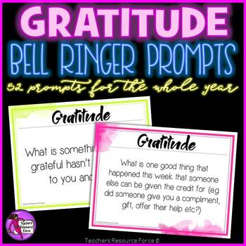 Preview of Gratitude Bell Ringers (editable) - 52 prompts for a year