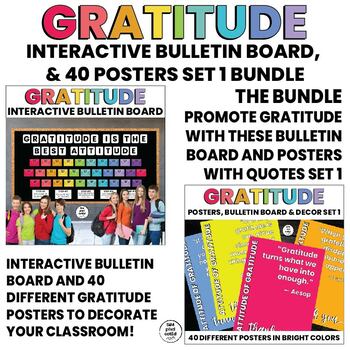 Preview of Gratitude Bulletin Board | Interactive | Posters | Quotes | Decor | SET 1 BUNDLE