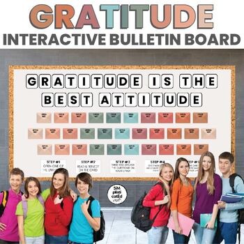 Preview of Gratitude Bulletin Board | Interactive | Prompts | Giving Thanks | BOHO