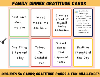 Preview of Gratitude Cards, Conversation Cards for Kids About Gratitude and Fun Challanges
