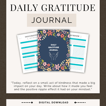 Preview of Gratitude Daily Writing Prompts | Gratitude Kindness & Daily Check-in Journal
