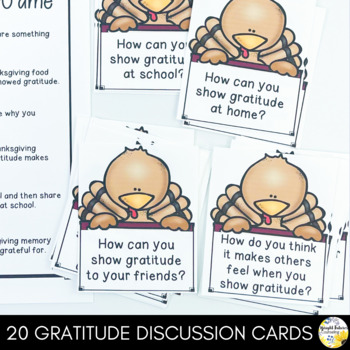 Gratitude Discussion Cards and Dice Game Thanksgiving Themed Gratitude
