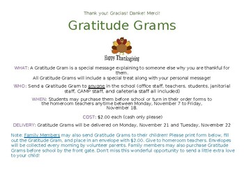 Preview of Gratitude Grams: a special message explaining why you are thankful for someone