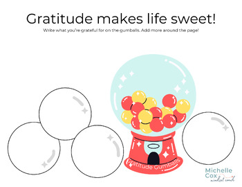 Preview of Gratitude Gumballs! [Gratitude worksheet, Mindset]