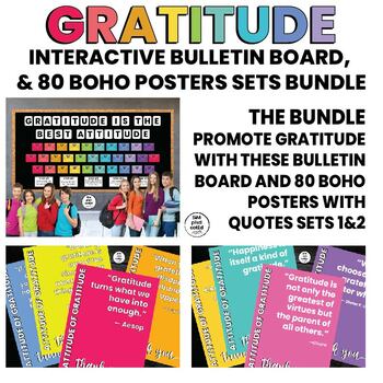 Preview of Gratitude Interactive Bulletin Board | Decor | Posters | Quotes | SETS BUNDLE