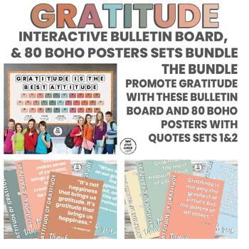 Preview of Gratitude Interactive Bulletin Board | Posters | Quotes | BOHO SETS BUNDLE