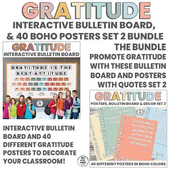 Preview of Gratitude Interactive Bulletin Board | Posters | Quotes | Decor | BOHO 2 BUNDLE