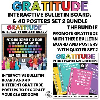 Preview of Gratitude Interactive Bulletin Board | Posters | Quotes | Decor | SET 2 BUNDLE