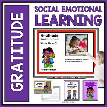Preview of Gratitude Jar And Journal SEL Morning Meeting Slides First Grade SEL Activities