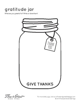 Gratitude Jar Coloring Page by Flow and Grow Kids Yoga | TpT