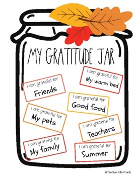 Gratitude Jars Worksheets &amp; Teaching Resources | TpT