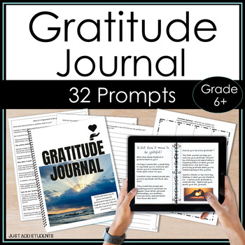 Preview of Gratitude Journal 30 Days of Thanksgiving Daily Writing SEL Activity