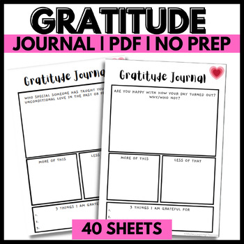 Gratitude Journal: 40 writing prompts for Self-Reflection | TPT