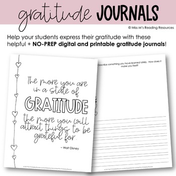 Gratitude Journals | Digital and Printable by Miss M's Reading Resources