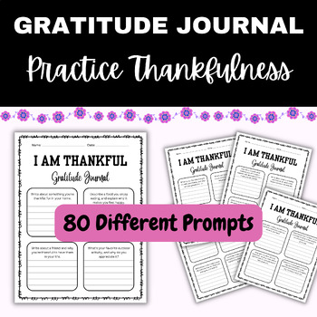 Gratitude Journal - 80 different prompts - No Prep #FALLINGFORONE