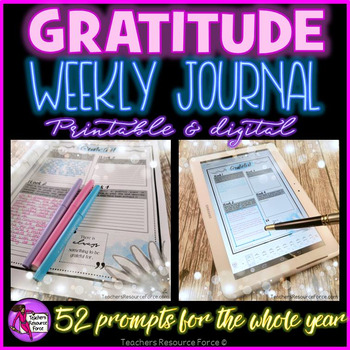 Preview of Gratitude Journal Digital and Printable [for 1 YEAR]