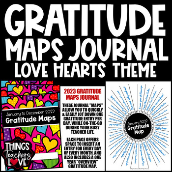 Preview of Gratitude Journal/Gratitude Maps Journal - LOVE HEARTS/VALENTINE'S DAY