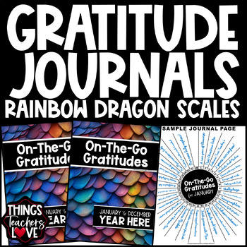 Preview of Perpetual On-The-Go Gratitude Journals Set - RAINBOW DRAGON SCALES THEME