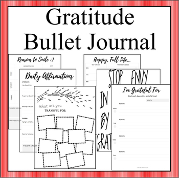 Preview of Gratitude Bullet Journal- Mindful Reflection on Daily Gratitude