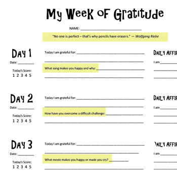 Gratitude Journal PART 2! - Editable Worksheets for 5 More Weeks