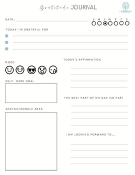 Gratitude Journal (PDF fillable or Print) by Liv Mindfully | TPT