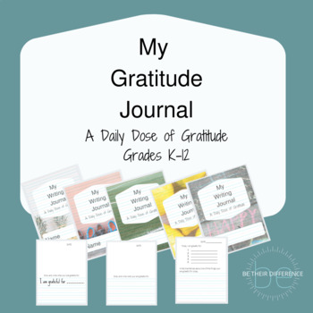 Gratitude Journal Pack Growth Mindset Printable by Be Their Difference