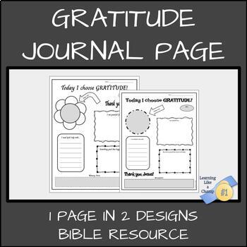 Gratitude Journal Page - Bible Resource - FREE by Learning Like a Champ