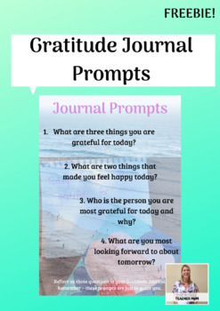 FREE ☆ Gratitude Journal Prompts by The Aussie Teacher Mum | TPT